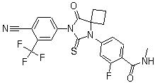 structure of CAS# 915087-27-3, RD 162;N-Methyl-4-[7-(4-cyano-3-trifluoromethylphenyl)-8-oxo-6-thioxo-5,7-diazaspiro[3.4]octan-5-yl]-2-fluorobenzamide