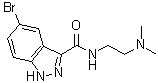 structure of CAS# 91766-59-5, 5-Bromo-N-[2-(dimethylamino)ethyl]-1H-indazole-3-carboxamide