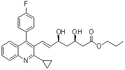 结构式 CAS# 917752-49-9, (3R,5S,6E)-7-[2-环丙基-4-(4-氟苯基)-3-喹啉基]-3,5-二羟基-6-庚烯酸丙酯
