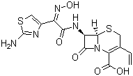 structure of CAS# 91832-40-5, Cefdinir;8-[2-(2-amino-1,3-thiazol-4-yl)-1-hydroxy-2-nitroso-ethenyl]amino-4-ethenyl-7-oxo-2-thia-6-azabicyclo[4.2.0]oct-4-ene-5-carboxylicacid