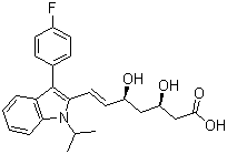 structure of CAS# 93957-54-1, Fluvastatin;7-(3-(4-Fluorophenyl)-1-(1-methylethyl)-1H-indol-2-yl)-3,5-dihydroxy-6-heptenoic acid