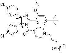structure of CAS# 939981-39-2, [(4R,5S)-4,5-Bis(4-chlorophenyl)-2-[4-(1,1-dimethylethyl)-2-ethoxyphenyl]-4,5-dihydro-4,5-dimethyl-1H-imidazol-1-yl][4-[3-(methylsulfonyl)propyl]-1-piperazinyl]methanone