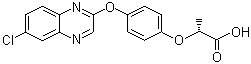 structure of CAS# 94051-08-8, Quizalofop-P;(R)-2-(4-((6-chloro-2-quinoxalinyl)oxy)phenoxy)propanoic acid