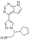 structure of CAS# 941685-37-6, S-Ruxolitinib;(3S)-3-Cyclopentyl-3-[4-(7H-pyrrolo[2,3-d]pyrimidin-4-yl)-1H-pyrazol-1-yl]propanenitrile; INCB 18424