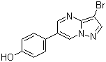 structure of CAS# 945376-95-4, P-1004;4-(3-Bromopyrazolo[1,5-a]pyrimidin-6-yl)phenol
