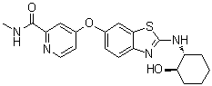 structure of CAS# 953769-46-5, BLZ 945;4-[[2-[[(1R,2R)-2-Hydroxycyclohexyl]amino]-6-benzothiazolyl]oxy]-N-methyl-2-pyridinecarboxamide