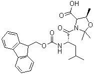 (5R)-3-[(2S)-2-[[(9H-Fluoren-9-ylmethoxy)carbonyl]amino]-4-methyl-1-oxopentyl]-2,2,5-trimethyl-4-oxazolidinecarboxylic acid molecular structure (CAS 955048-89-2)