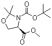 结构式 CAS# 95715-86-9, (R)-(+)-3-(叔-丁氧羰基)-2,2-二甲基-4-恶唑烷羧酸甲酯