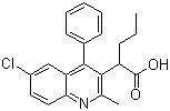 结构式 CAS# 957890-42-5, 6-氯-2-甲基-4-苯基-alpha-丙基-3-喹啉乙酸
