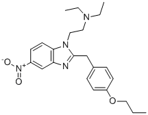 structure of CAS# 95958-84-2, Protonitazene;N,N-diethyl-2-[5-nitro-2-[(4-propoxyphenyl)methyl]benzimidazol-1-yl]ethanamine