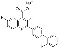 structure of CAS# 96201-88-6, Brequinar sodium;6-fluoro-2-[4-(2-fluorophenyl)phenyl]-3-methylquinoline-4-carboxylate sodium