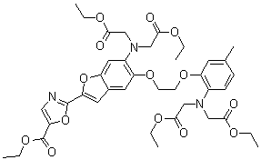 2-[6-[Bis(2-ethoxy-2-oxoethyl)amino]-5-[2-[2-[bis(2-ethoxy-2-oxoethyl)amino]-5-methylphenoxy]ethoxy]-2-benzofuranyl]-5-oxazolecarboxylic acid ethyl ester molecular structure (CAS 96331-97-4)
