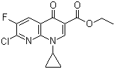 结构式 CAS# 96568-07-9, 环丙基萘啶羧酸乙酯; 1-环丙基-6-氟-7-氯-4-氧-1,4-二氢-1,8-萘啶-3-羧酸乙酯