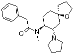 结构式 CAS# 96744-75-1, U 69593; N-甲基-N-[(5R,7S,8S)-7-(1-吡咯烷基)-1-氧杂螺[4.5]癸-8-基]苯乙酰胺