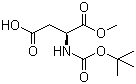 structure of CAS# 98045-03-5, N-tert-Butoxycarbonyl-L-aspartic acid 1-methyl ester;N-[(1,1-Dimethylethoxy)carbonyl]-L-aspartic acid alpha-methyl ester