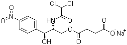 结构式 CAS# 982-57-0, 琥珀酸钠氯霉素; 4-[2-[(2,2-二氯乙酰)氨基]-3-羟基-3-(4-硝基苯基)丙氧基]-4-氧代丁酸钠