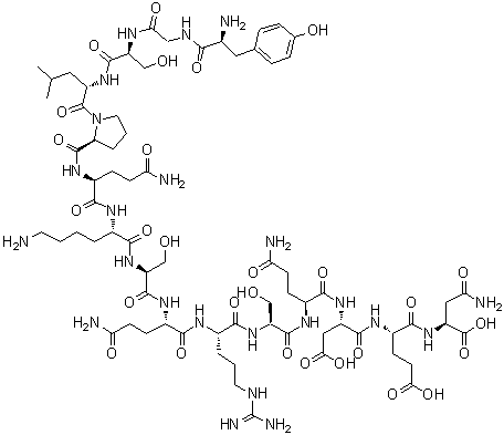 结构式 CAS# 98474-59-0, L-酪氨酰甘氨酰-L-丝氨酰-L-亮氨酰-L-脯氨酰-L-谷氨酰胺酰-L-赖氨酰-L-丝氨酰-L-谷氨酰胺酰-L-精氨酰-L-丝氨酰-L-谷氨酰胺酰-L-alpha-天冬氨酰-L-alpha-谷氨酰-L-天冬氨酰胺