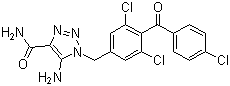 structure of CAS# 99519-84-3, 5-Amino-1-(3,5-dichloro-4-(4-chlorobenzoyl)benzyl)-1H-1,2,3-triazole-4-carboxamide