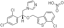 structure of CAS# 99592-39-9, Sertaconazole nitrate;1-(2-((7-Chlorobenzo(b)thien-3-yl)methoxy)-2-(2,4-dichlorophenyl)ethyl)-1H-imidazole mononitrate