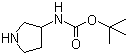 结构式 CAS# 99724-19-3, 3-(Boc-氨基)吡咯烷; 吡咯烷-3-氨基甲酸叔丁酯